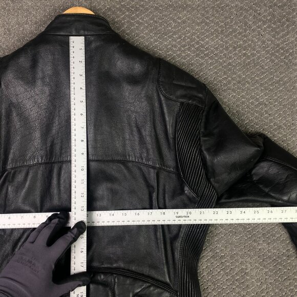 Vintage Wilsons Leather Jacket Men's 44 Black Cafe Racer Padded Motorcycle Moto - Picture 11 of 16